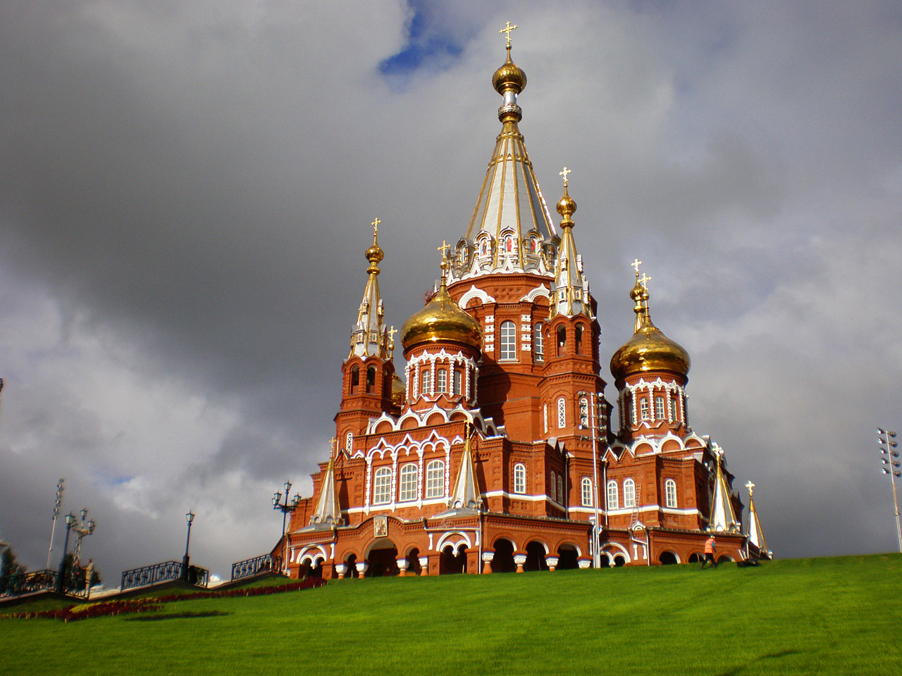 Skrivebordsbakgrunn Russland Tempel en by Byer byen
