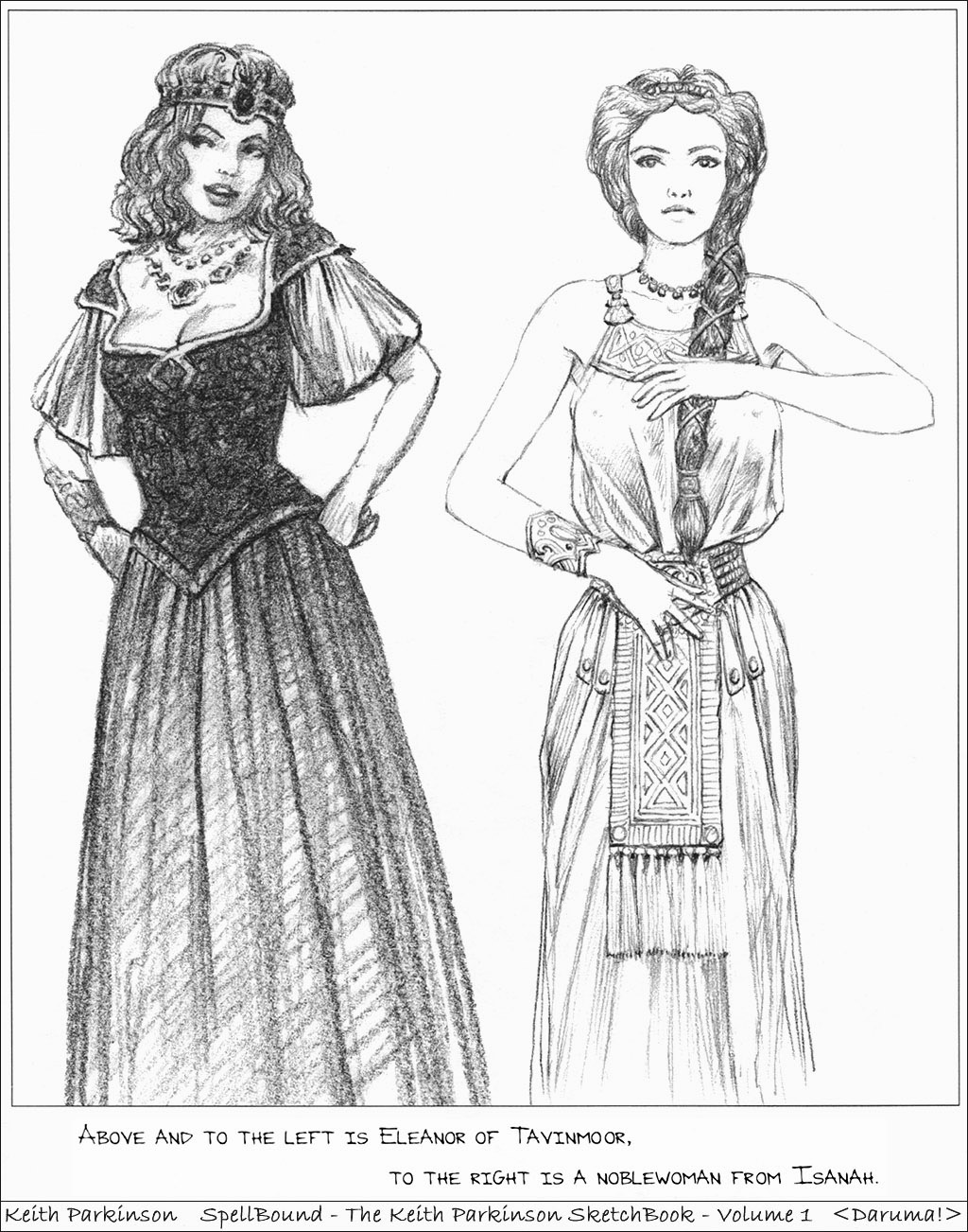 Bilder på skrivbordet Keith Parkinson Två 2 Fantasy ung kvinna Målade Klänning  till Mobilen Unga kvinnor
