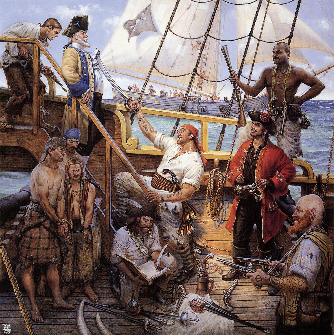 Fondos de Pantalla Edad Media Varón Piratas Barco Cubierta (barco) Fantasía  descargar imagenes