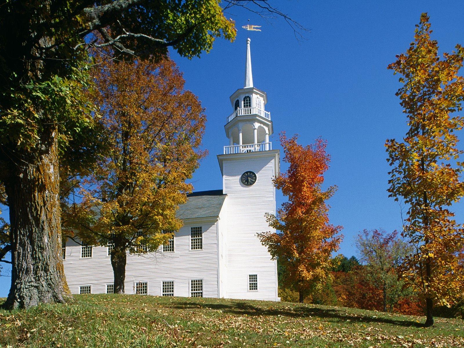 Фото США Town Hall, Strafford, Vermont Города Известные строения 1600x1200 штаты америка город