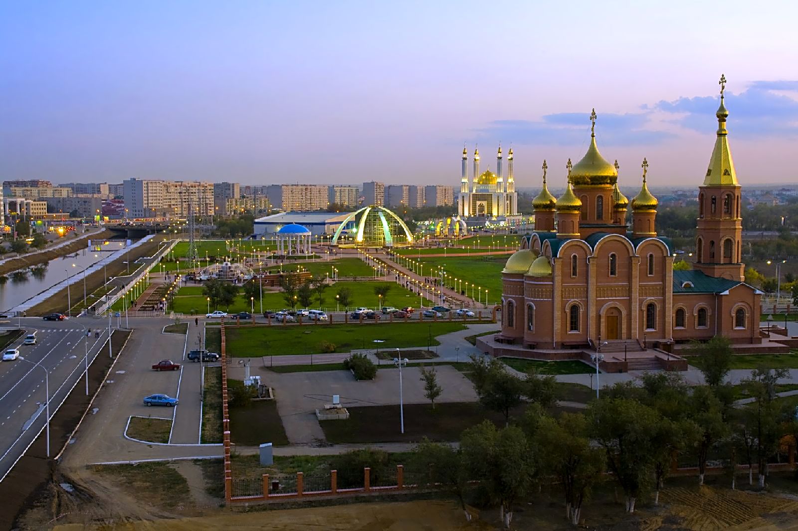 ，神庙，哈萨克斯坦，，城市，
