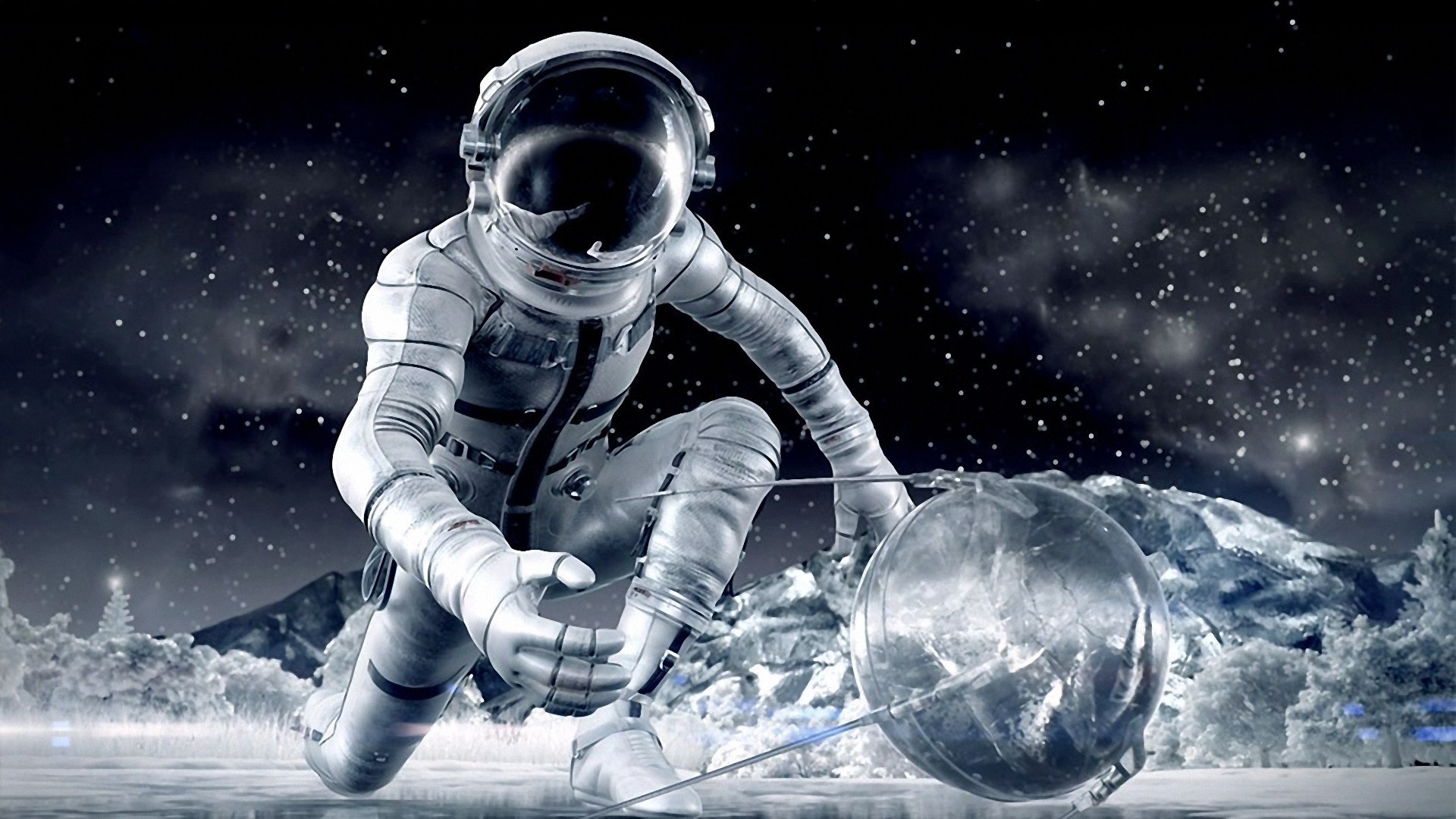 Fondos de Pantalla Astronautas Casco 3D Gráficos Сosmos descargar imagenes