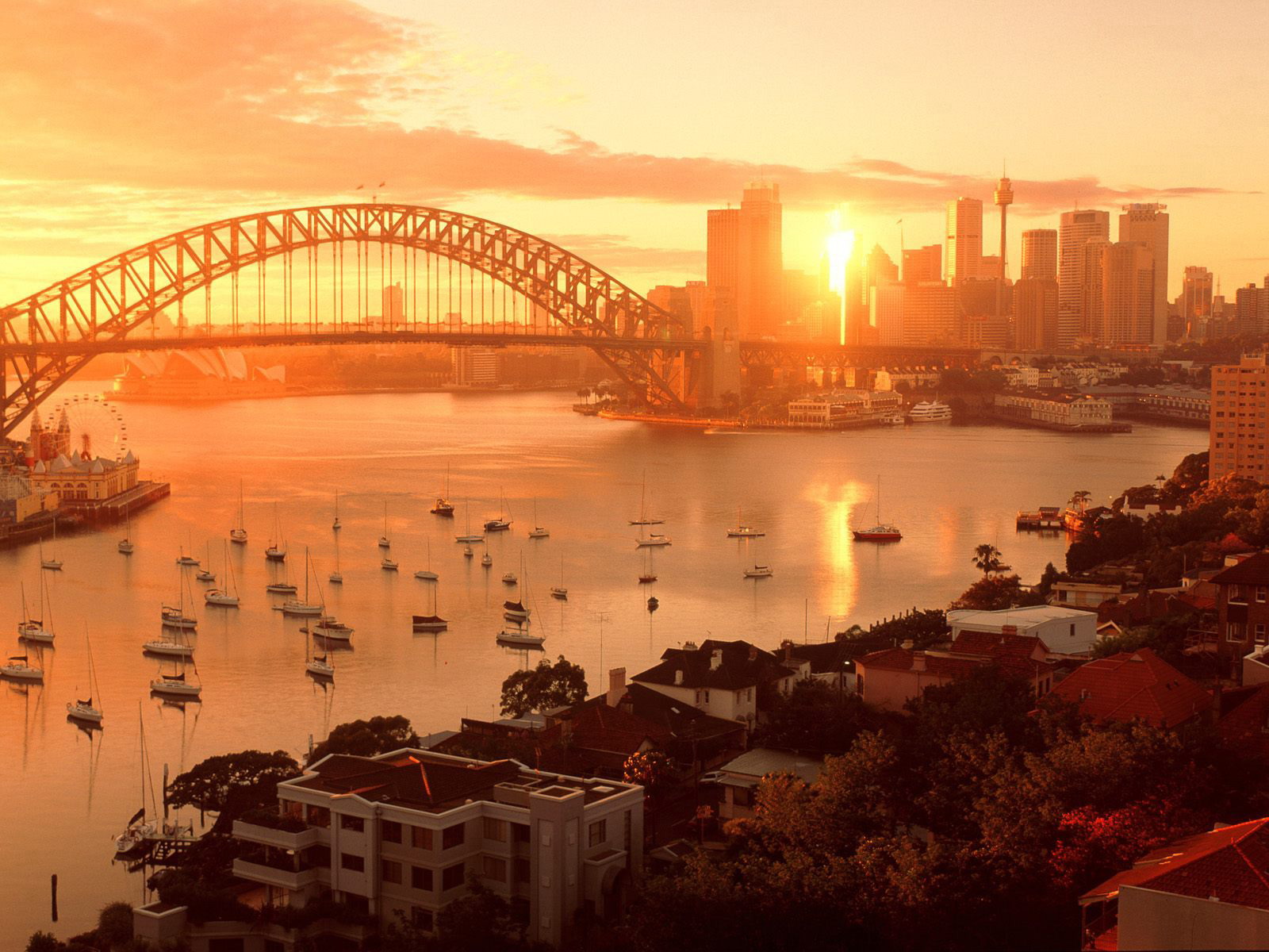 Fonds d'ecran Ponts Australie Ciel Levers et couchers de soleil Sydney  Villes télécharger photo