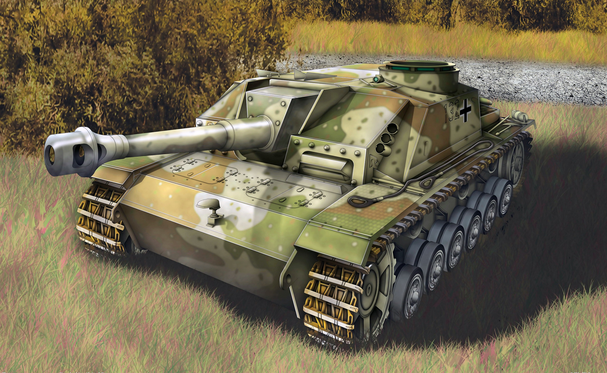 Desenhado Tanque StuH 42 Ausf. G militar, carro de combate, tanques Exército