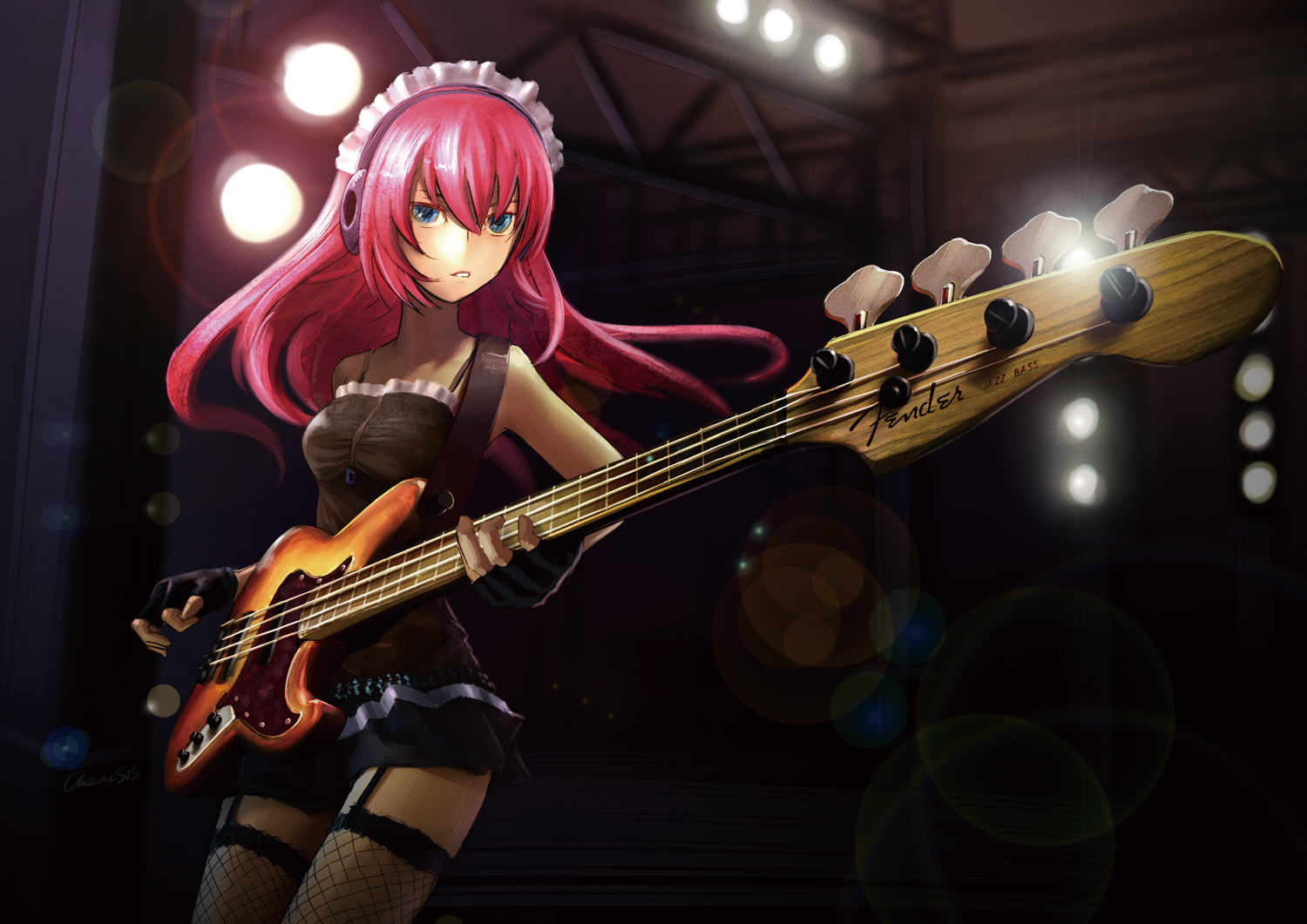 Foto Vocaloid Gitarre Anime Mädchens junge frau junge Frauen
