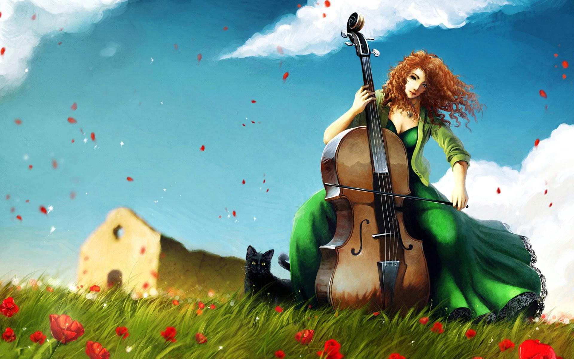 Bilder Cello Fantasy ung kvinne Unge kvinner