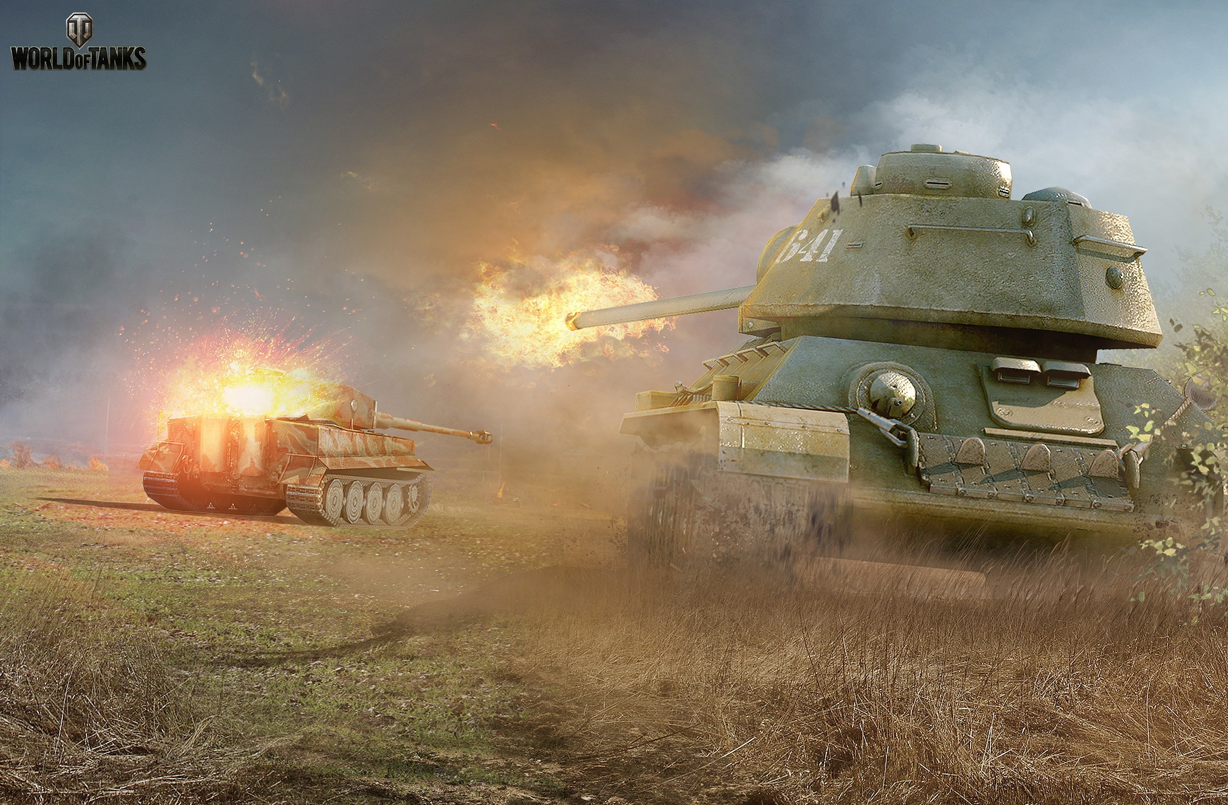 Wallpaper World of Tanks Tanks Firing flame vdeo game 2500x1639 WOT tank Fire Games