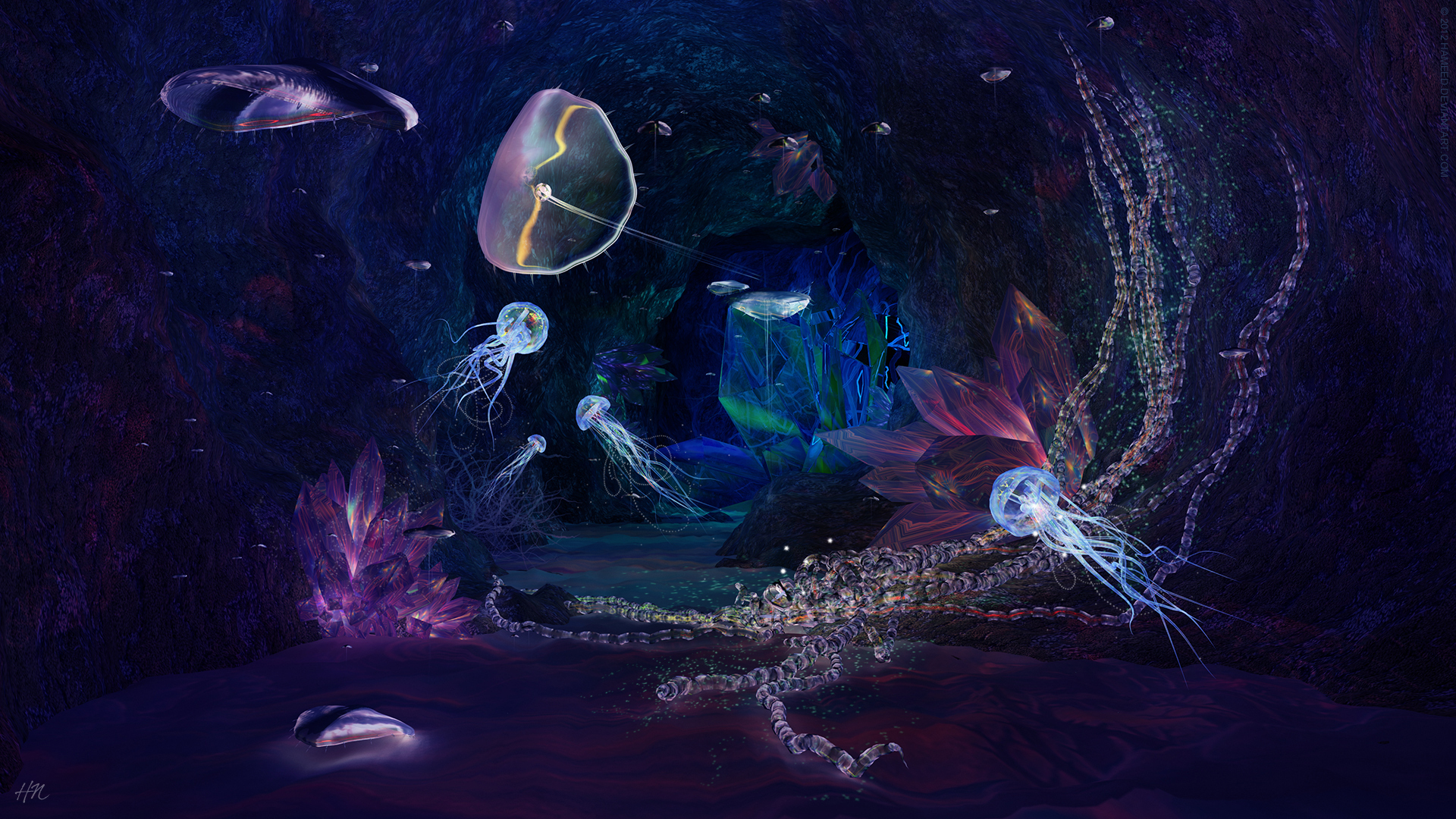 Картинки Медузы Подводный мир Животные 1920x1080 животное
