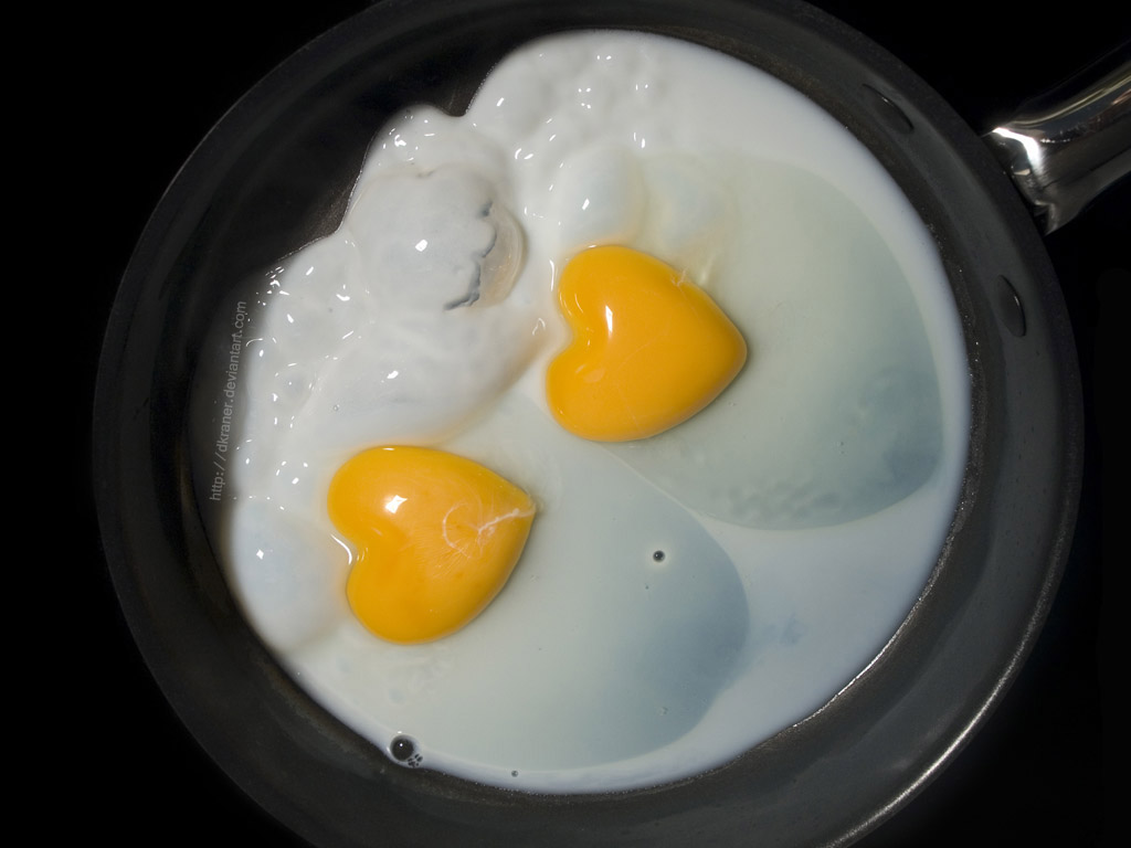 Фотография Яичница Еда Вторые блюда яичницы глазунья Пища Продукты питания