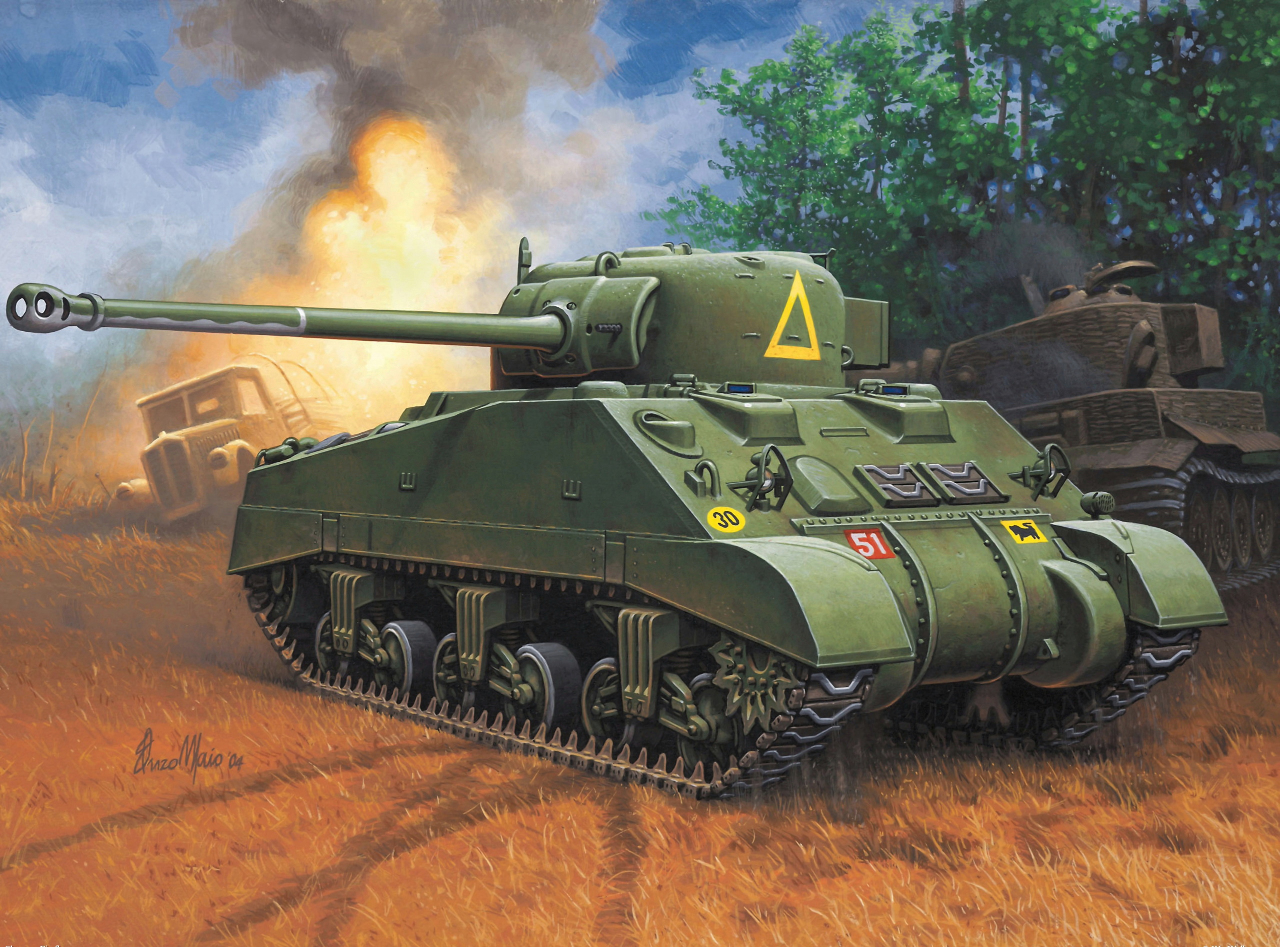 zdjęcia Wojska czołg Sherman Firefly Rysowane M4 Sherman 2560x1895 Czołgi