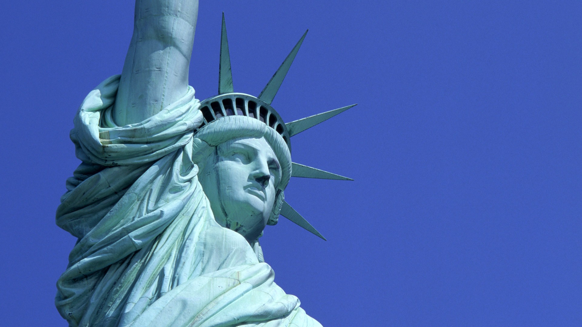 Фотографии Статуя свободы штаты Города 1920x1080 США америка город