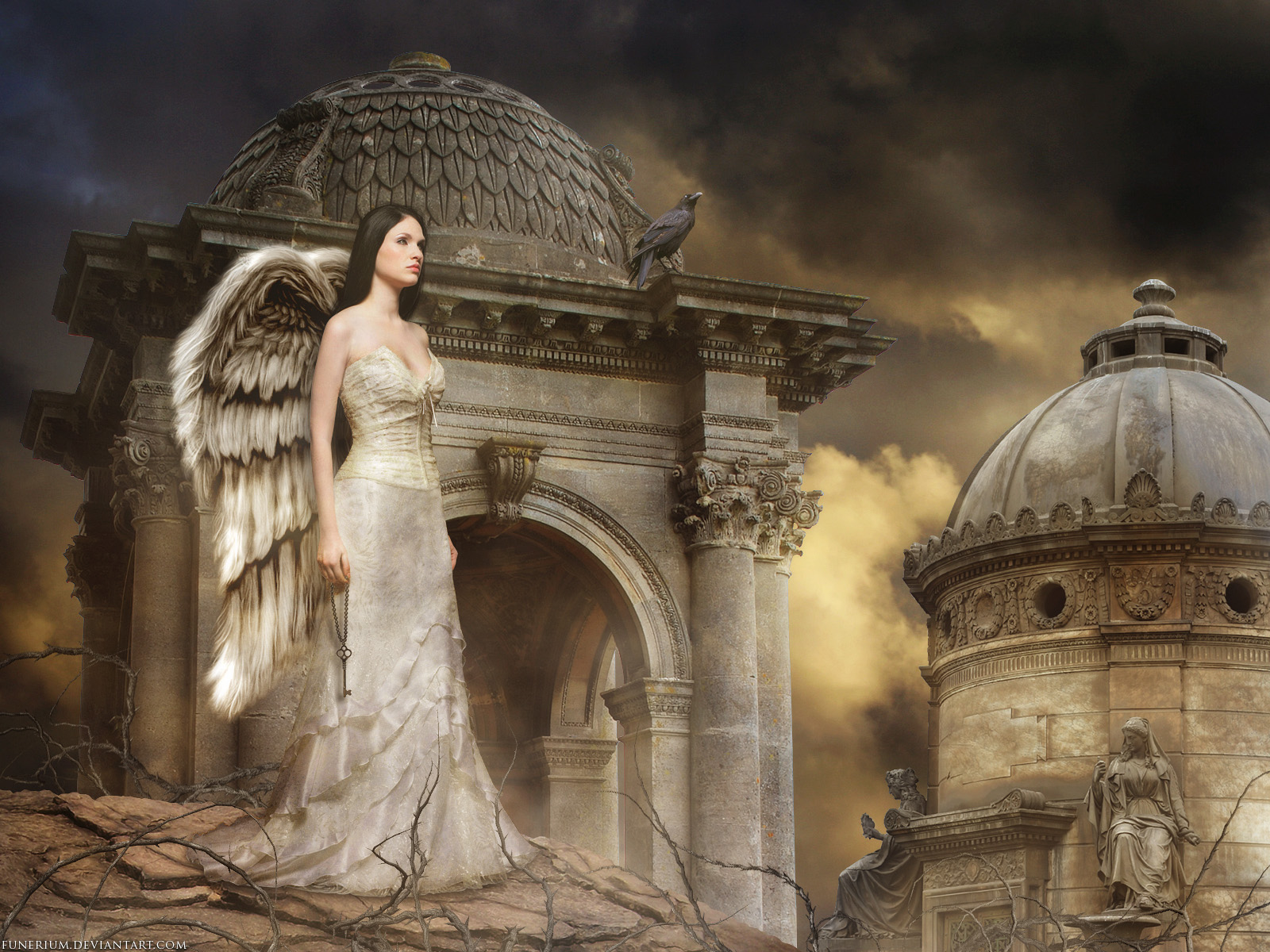 1600x1200 Gothique Fantasy Ange jeune femme, jeunes femmes, anges, gothiques Fantasy Filles