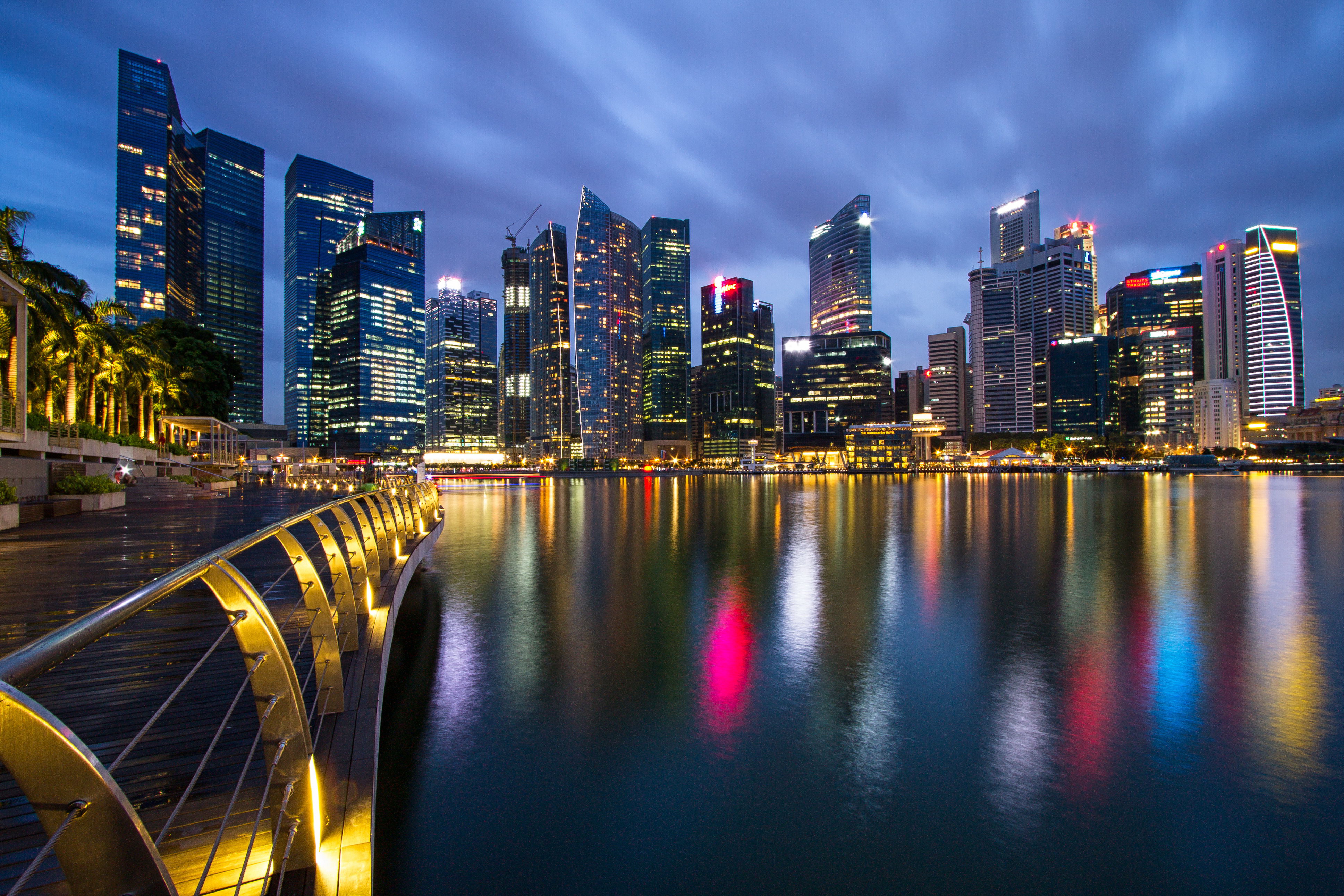600x400 Singapura Arranha-céus Costa Noite Cidades