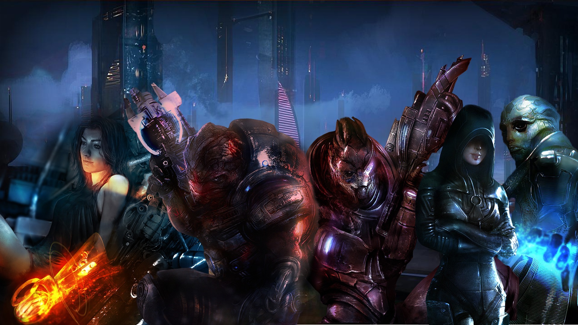 Фото Mass Effect Mass Effect 3 Mиранда, грюнт, гаррус, касуми, тэйн компьютерная игра Игры