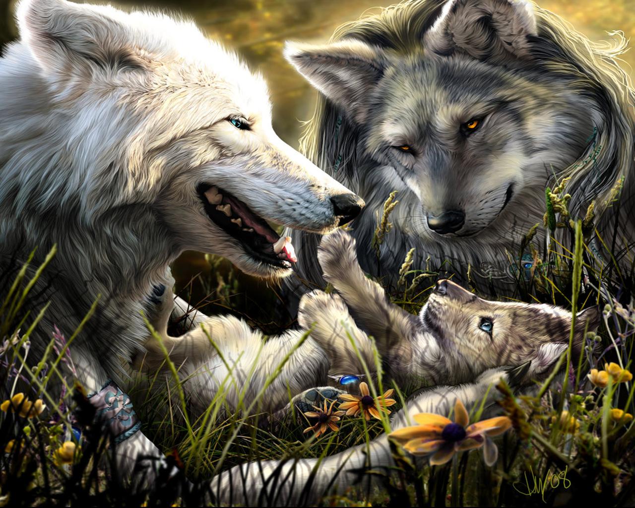 Achtergrond wolf Welpen Fantasy Magische dieren Wolven jonge