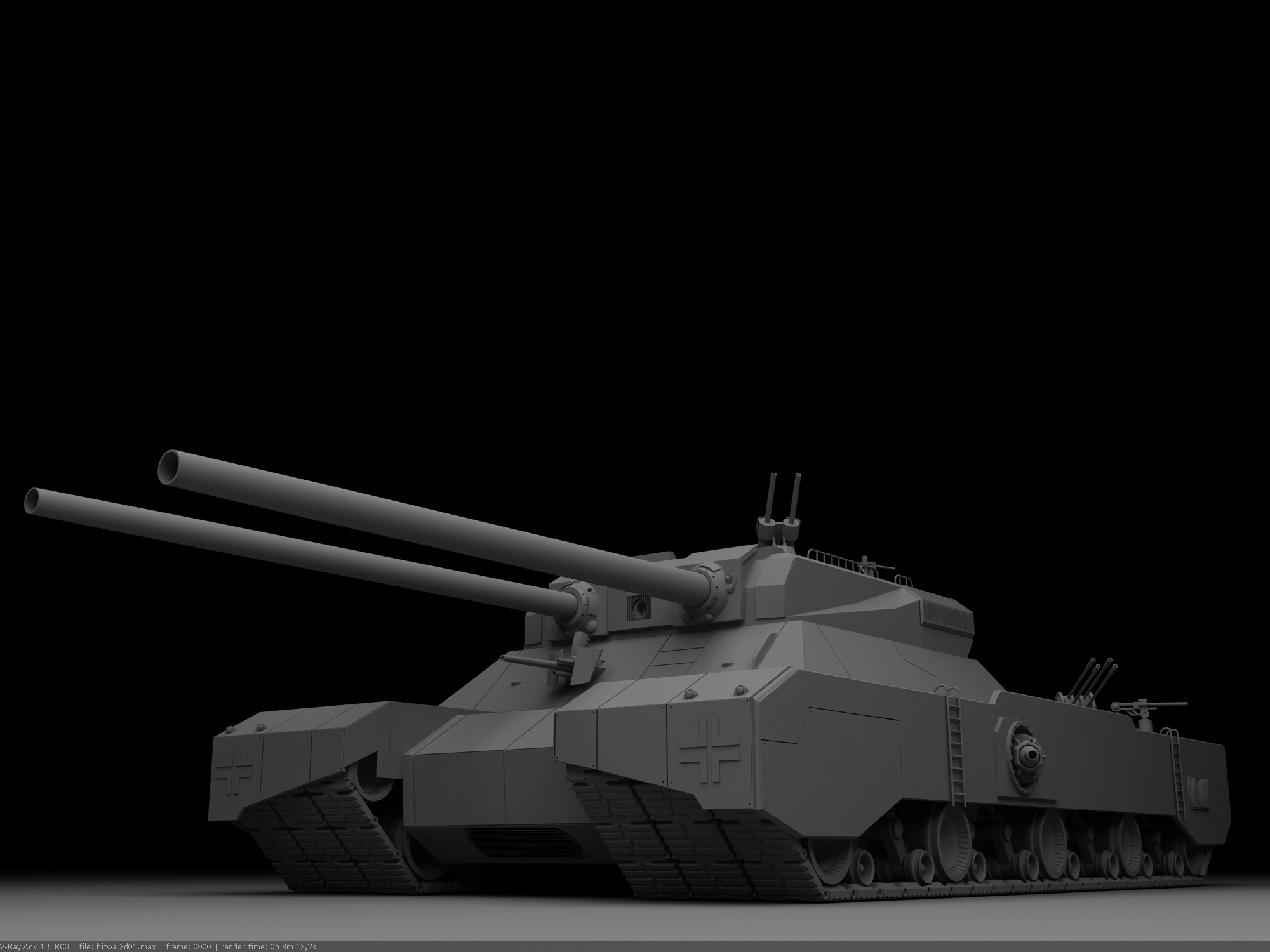 Foto Tanks Landkreuzer P.1000 Ratte grijze 3D afbeelding Militair tank Grijs 3D graphics 3D afbeeldingen