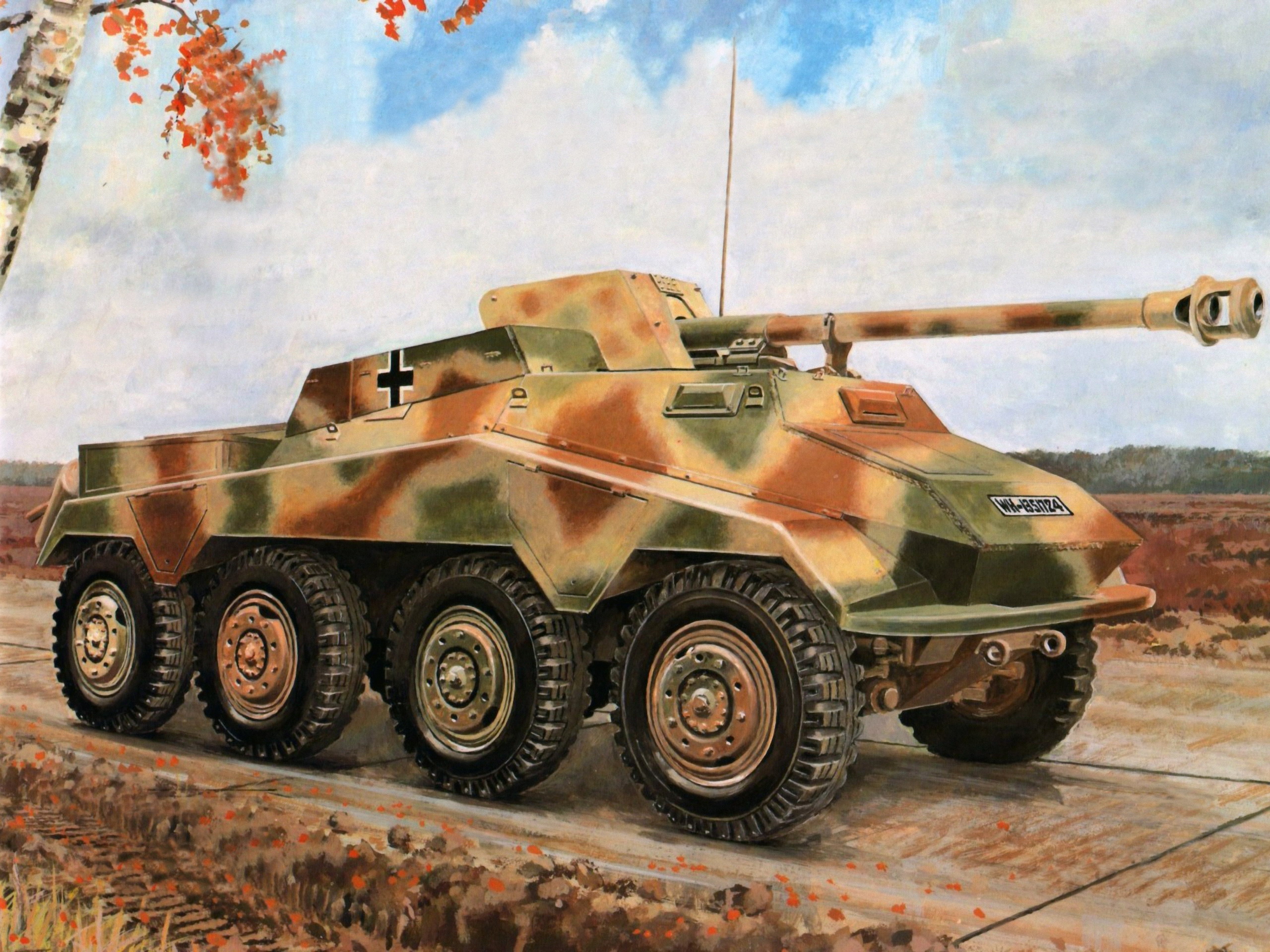 2560x1920 Desenhado VBTP Sd.Kfz. 234/4 militar, veículo blindado de transporte de pessoal Exército
