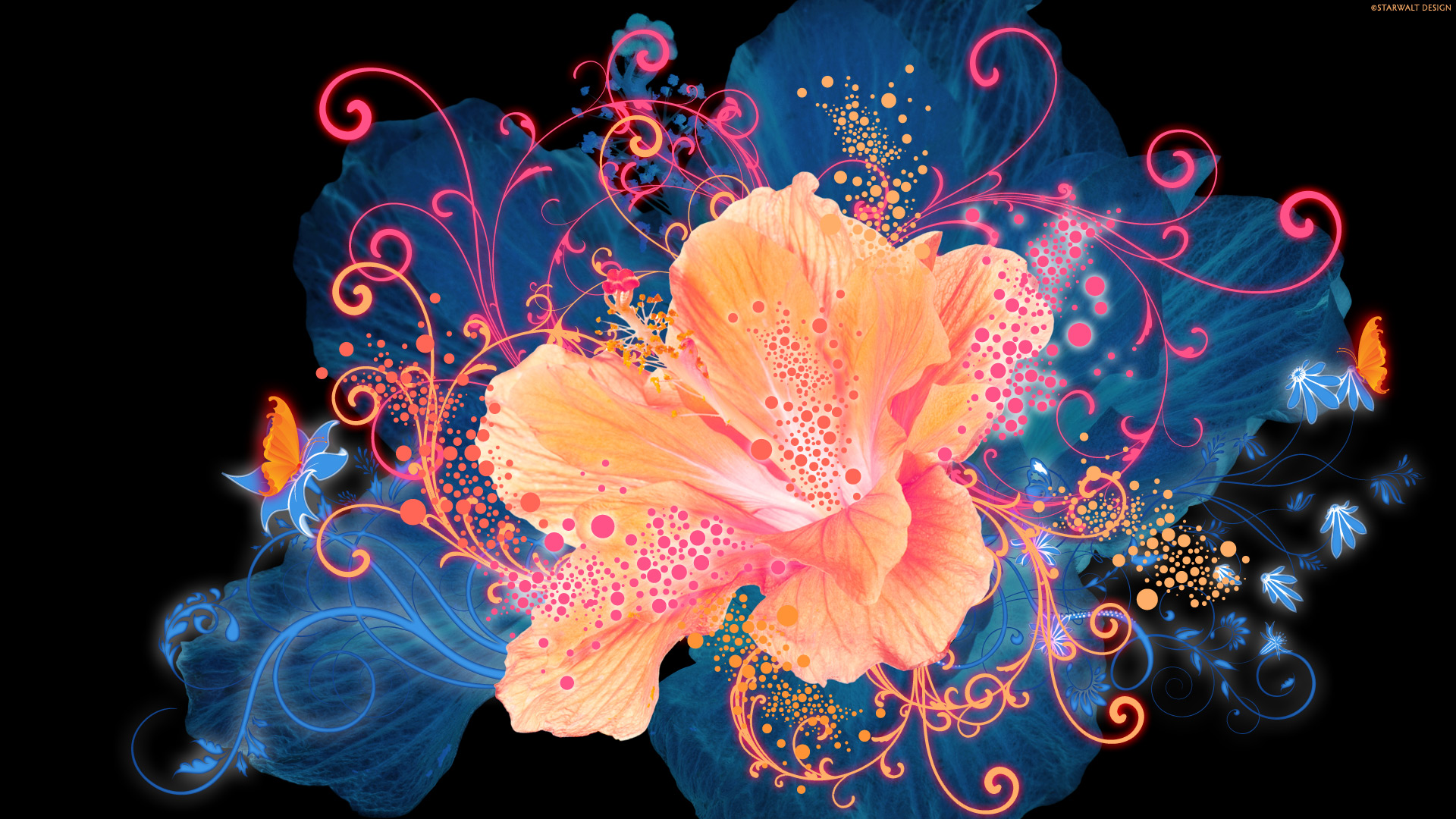1920x1080  fleur 3D Graphiques Fleurs