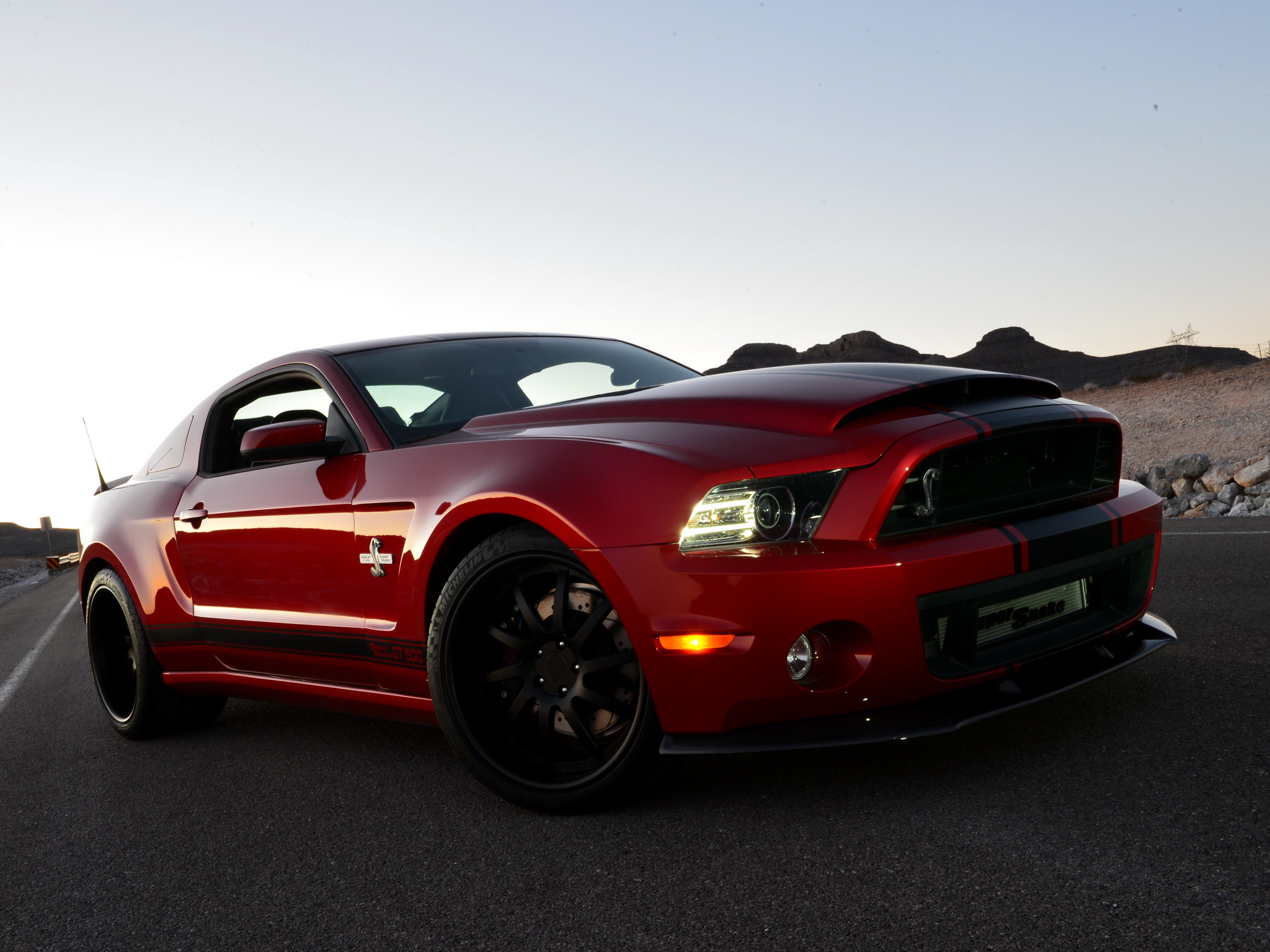 Ford Shelby GT500 Super Snake Wide Body Rouge Phare automobile Devant voiture, automobile Voitures