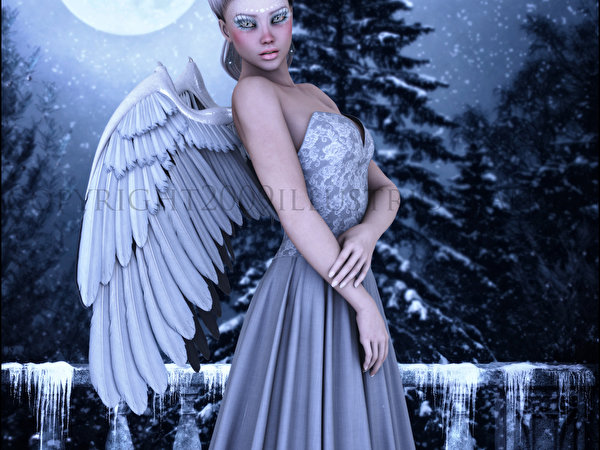 Fotos Fantasy 3D-Grafik Mädchens Engel 600x450 junge frau junge Frauen Engeln