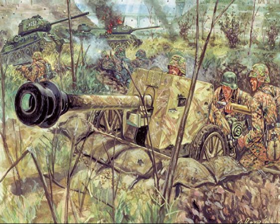 Foto Soldati tedeschi German PAK 40 AT Gun W/SER Disegnate Esercito 562x450 soldato Tedesco tedesche dipinti