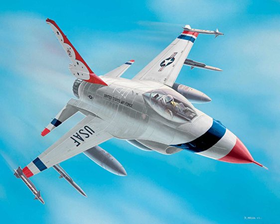 Pictures Airplane F-16 Fighting Falcon Painting Art Aviation 562x450
