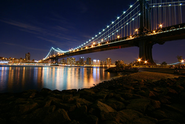 Afbeeldingen New York Manhattan (New York) Amerika Bruggen Steden 600x401 verenigde staten brug een stad