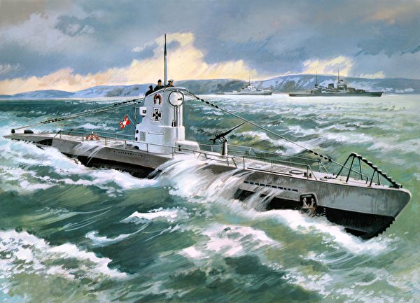 600x433 Dessiné Sous-marins U - boat Type 2B ( 1939 ) militaire Armée