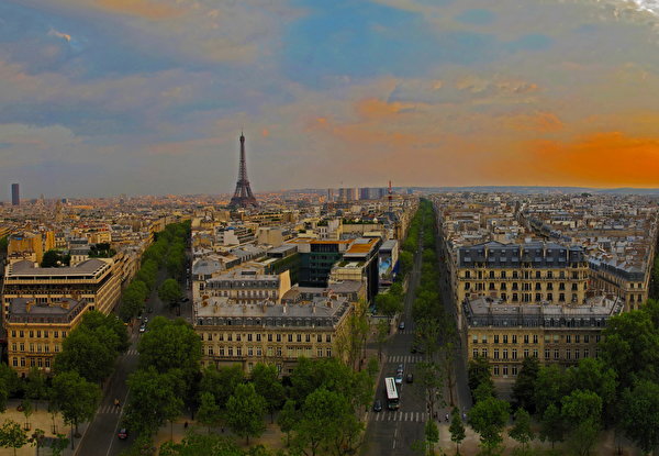 Картинка париже Эйфелева башня Франция Париж город 600x415 Города