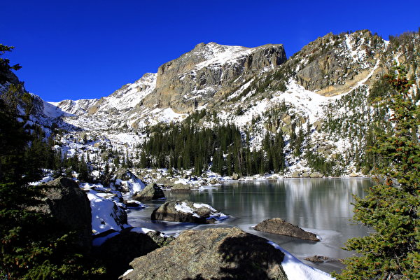 600x400 Parque Montañas Lake Haiyaha  Rocky Mountain National Park, Colorado montaña, parques Naturaleza
