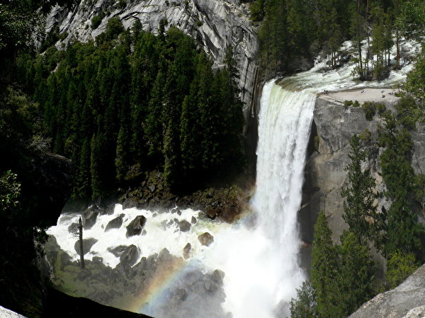 600x450，瀑布，美国，Vernal，優勝美地國家公園，加利福尼亚州，大自然，