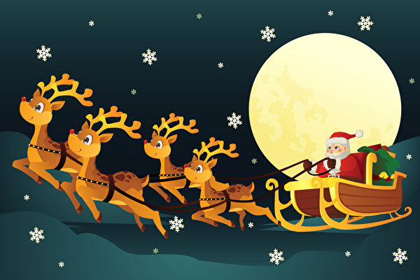 Sfondi Cervo anno nuovo Slitta Babbo Natale Cristallo di neve Giorno festivo Grafica vettoriale 600x400 cervidi natale Capodanno Fiocco di neve