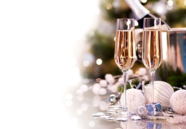 600x415，假日，新年，香槟酒，酒杯，球，，