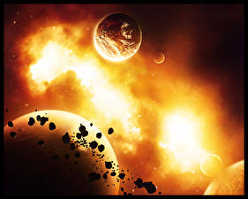 Papel de Parede Desktop Planetas Asteroides Espaço