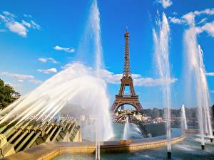 Hintergrundbilder Frankreich Springbrunnen Eiffelturm Paris Städte