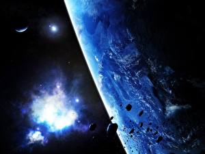 Papel de Parede Desktop Planeta Asteroides Espaço
