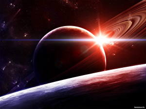 Bureaubladachtergronden Planeten Planetaire ring Saturnus Ruimte