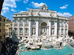 桌面壁纸，，雕塑，意大利，喷泉，Fontana di Trevi，城市