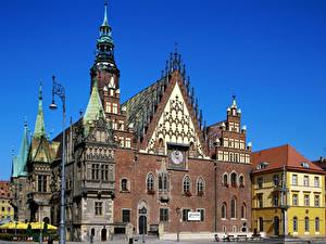 桌面壁纸，，房屋，波兰，弗罗茨瓦夫，Town Hall，城市