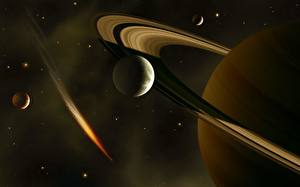 Bureaubladachtergronden Planeet Planetaire ring Ruimte