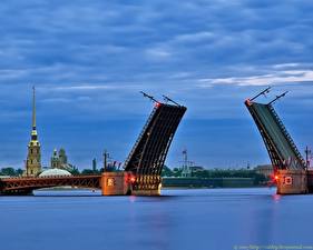 桌面壁纸，，橋，圣彼得堡，城市
