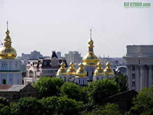 Papel de Parede Desktop Templo Ucrânia Cúpulas Cidades