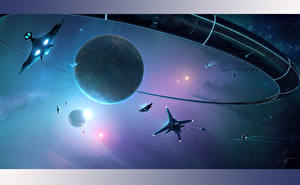 Picture Planets Ship Space