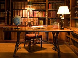 Wallpaper Interior Table Library Lamp