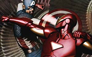 Tapety na pulpit Bohaterowie komiksów Iron Man superbohater Kapitan Ameryka superbohater Fantasy