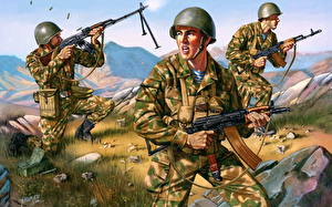 Sfondi desktop Disegnate Soldati Elmetto militare Esercito