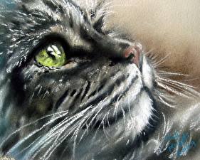 Wallpapers Cat Painting Art