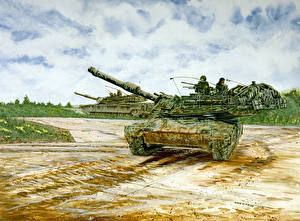 Bakgrundsbilder på skrivbordet Målade Stridsvagnar M1 Abrams Amerikansk M1A1 Militär