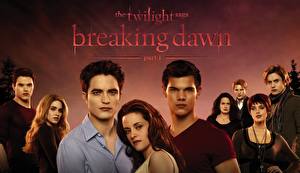 Papel de Parede Desktop Crepúsculo A Saga Twilight — Amanhecer Robert Pattinson Kristen Stewart Taylor Lautner
