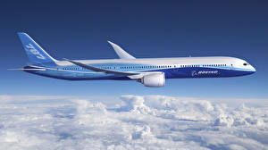 Bureaubladachtergronden Vliegtuigen Passagiersvliegtuig Boeing Boeing-787 Luchtvaart